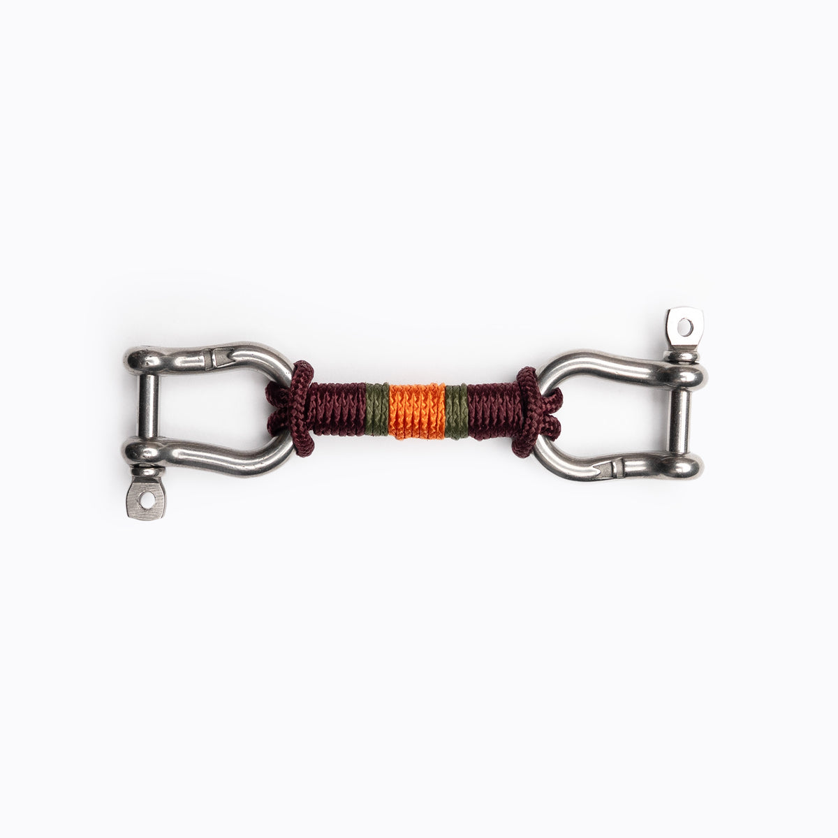 Maroon Foliage bearing: maroon rope with an orange and olive center stripe, hand-tied between stainless steel shackles